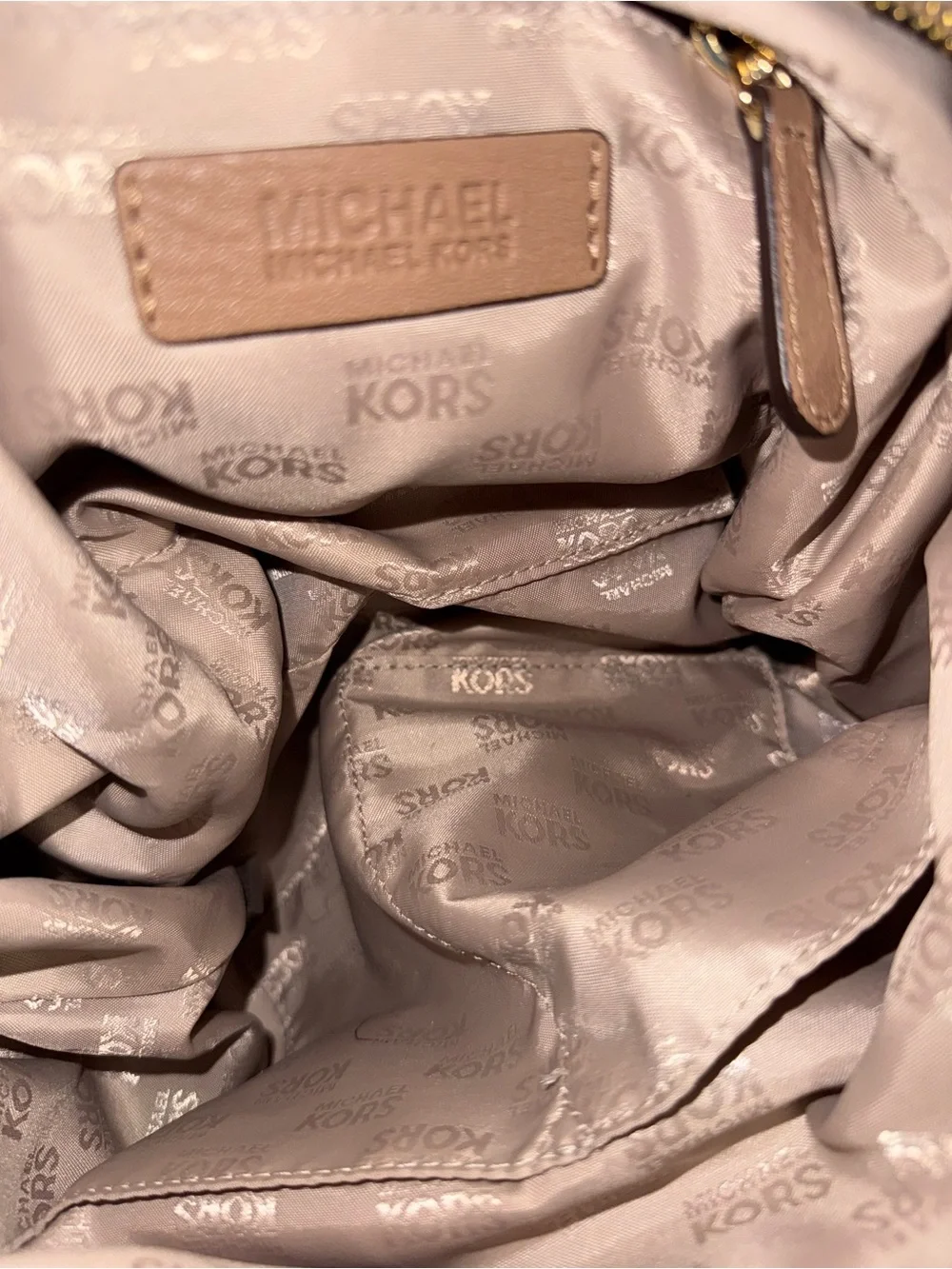 Michael Kors Blush Pink Pebbled Leather Shoulder Bag with Gold Hardware